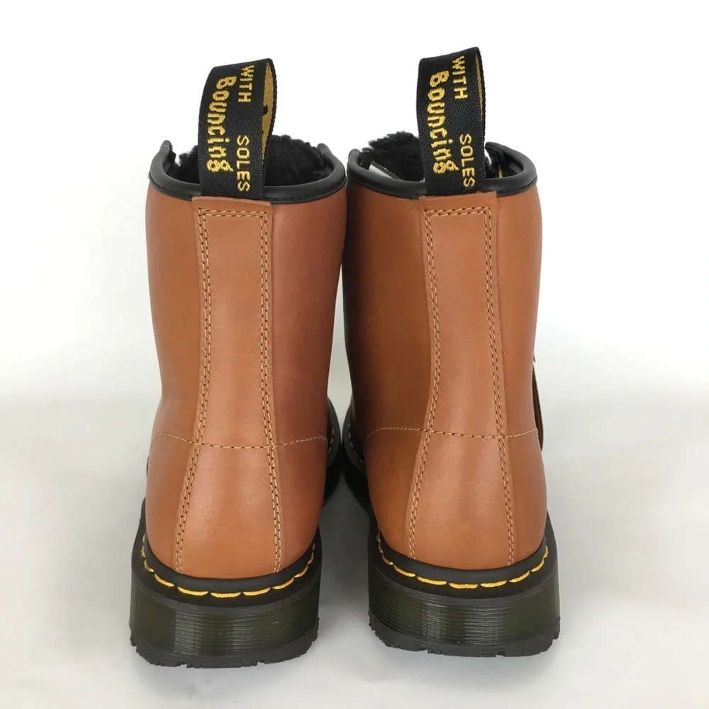 Dr. Doc Martens Classic 1460 Boots NEW Brown Leather Lace-Up Sherpa Lined Mens 8